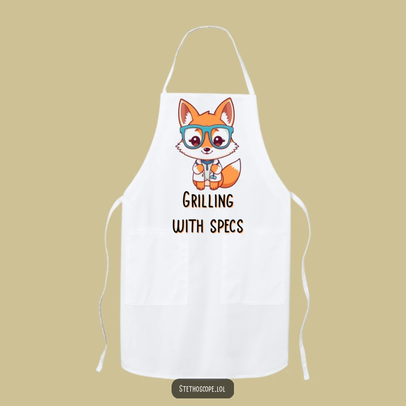 Funny Fox Doctor Glasses Apron - Kitchen Whimsical Gift