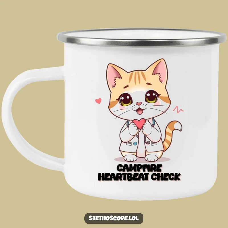 Funny Cat Doctor Camping Mug: Curious Feline Explorer Cup, a Unique Funny Gift