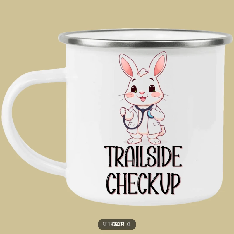 Funny Rabbit Doctor Stethoscope Camping Mug - Outdoorsy Medical Gift