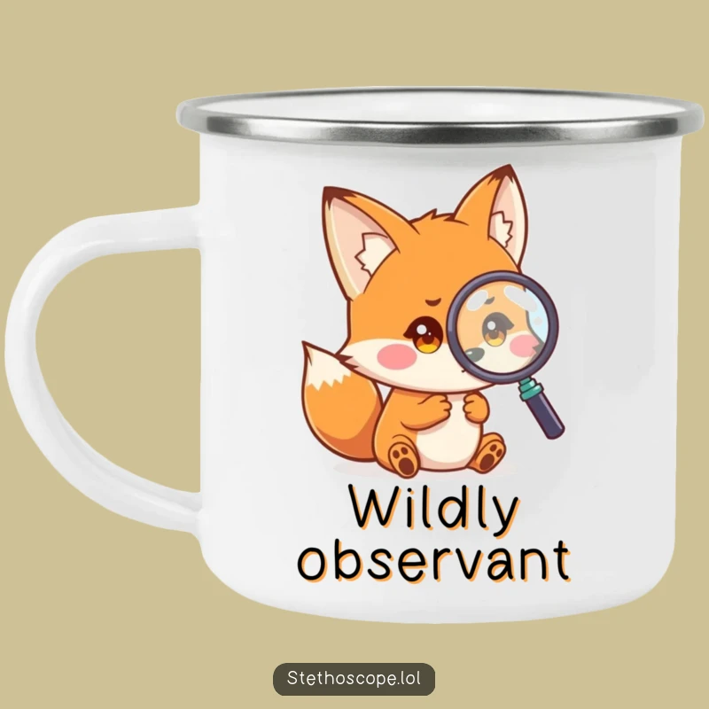 Funny Fox Magnifier Camping Mug: Adventure Explorer and Perfect Funny Gift