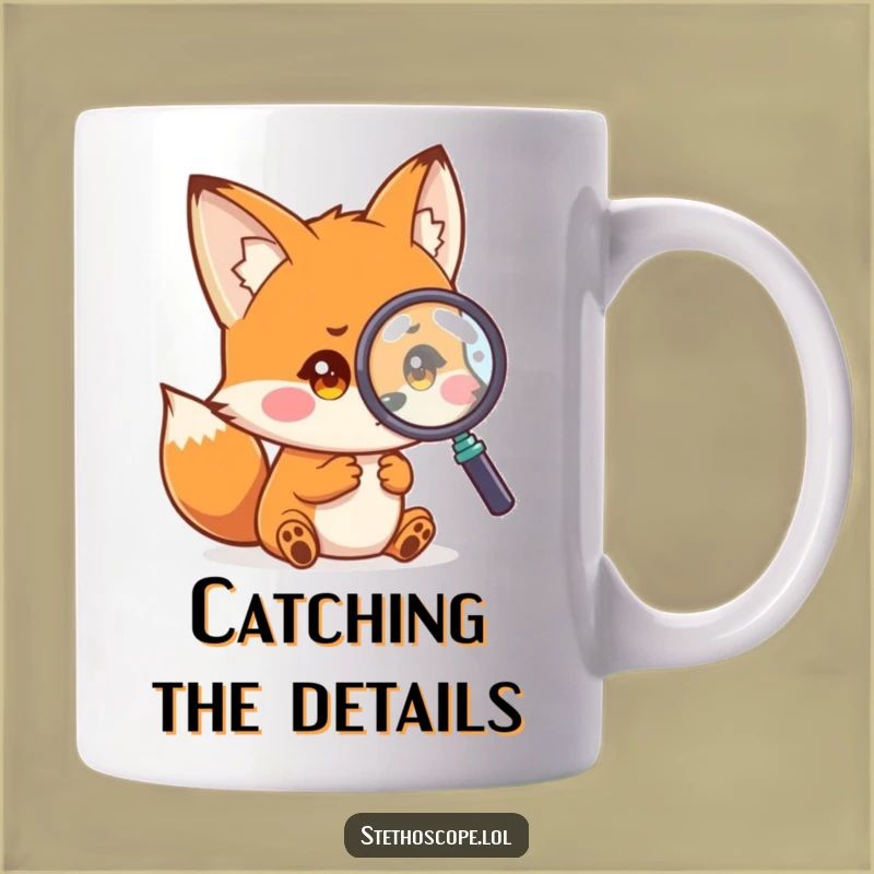 Funny Fox Magnifier Mug: Curious Explorer and Perfect Funny Gift
