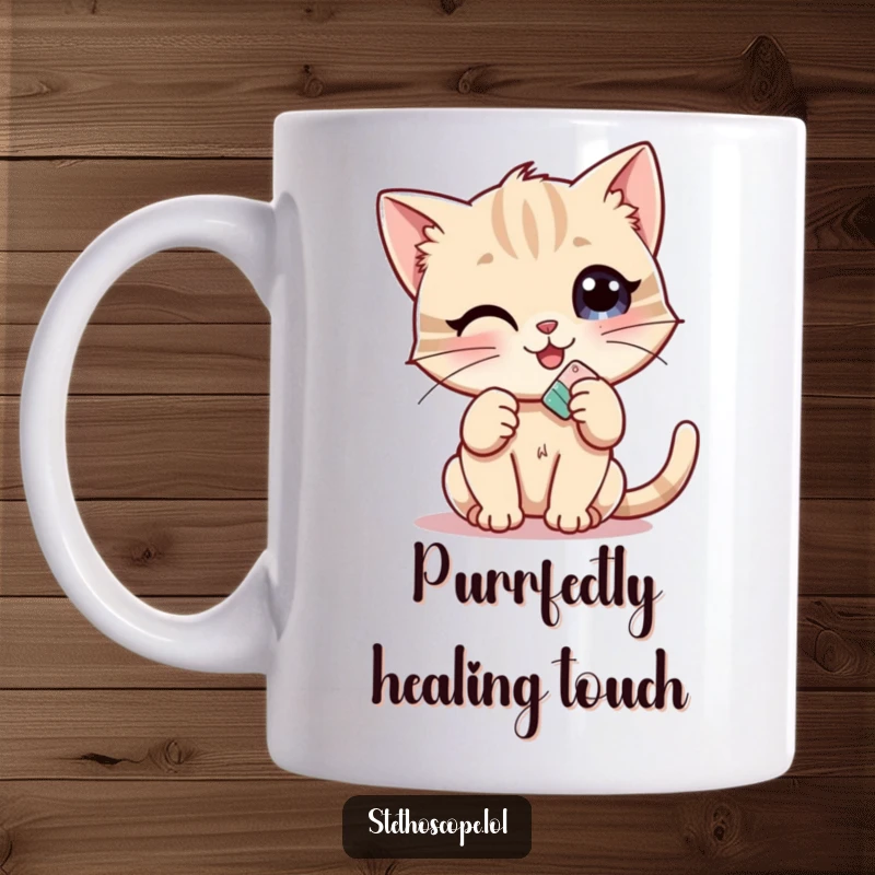 Funny Kitten Doctor Mug: A cheerful kitten offering a tiny bandage, bringing warmth and humorous healing to your day.