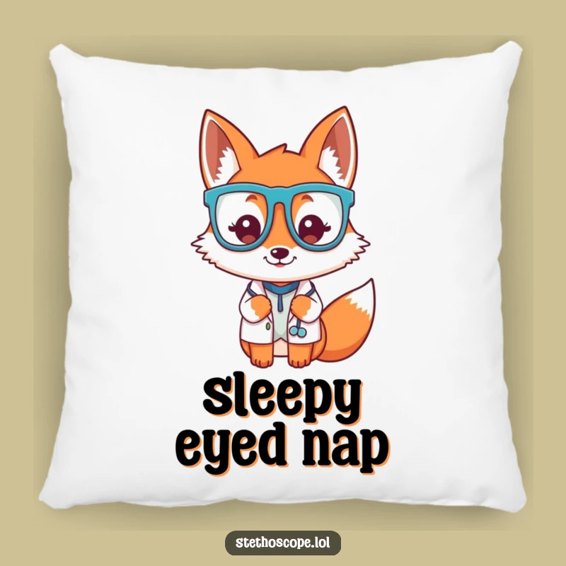 Funny Fox Doctor Glasses Pillow - Cozy Whimsical Decor