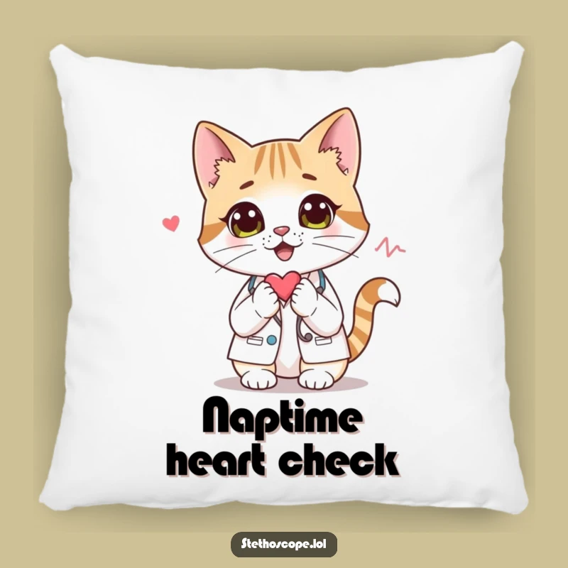 Funny Cat Doctor Pillow: Soft Curious Feline Cushion, a Cozy Funny Gift