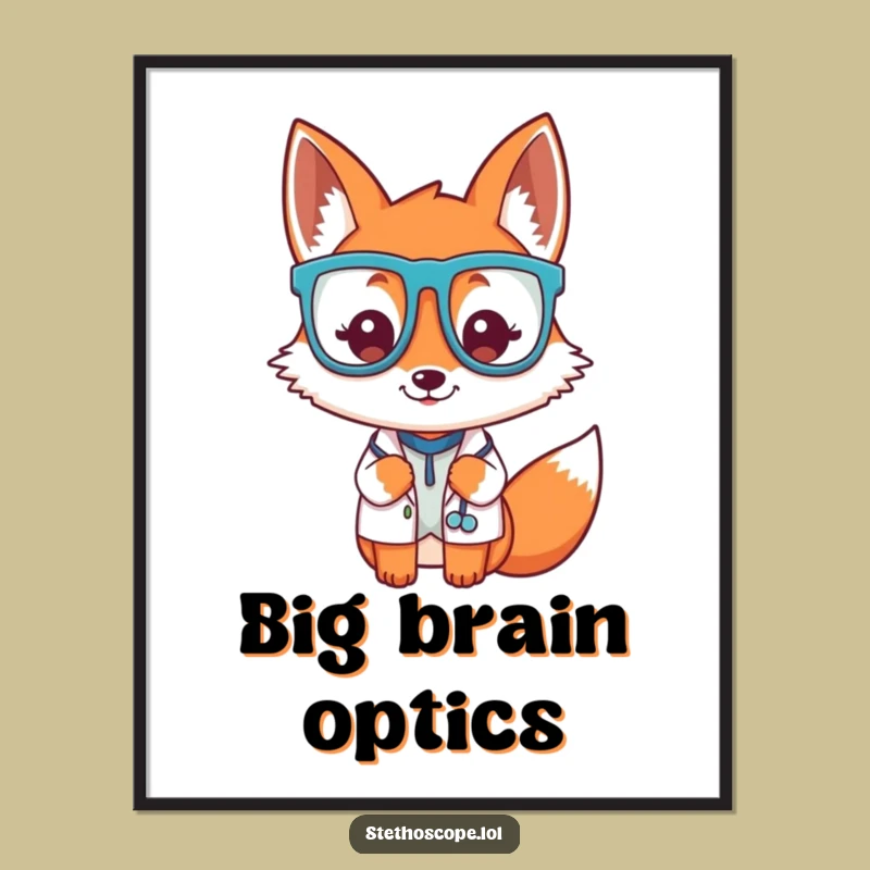Funny Fox Doctor Glasses Digital Art - Instant Whimsical Decor