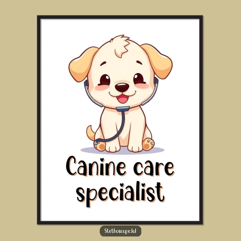 Funny Puppy Doctor Digital Art: Instant Download of Canine Charm