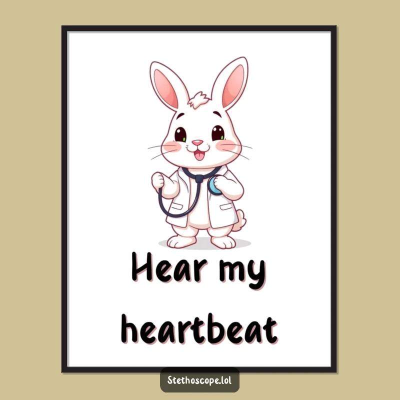 Funny Rabbit Doctor Stethoscope Digital Art - Instant Medical Decor