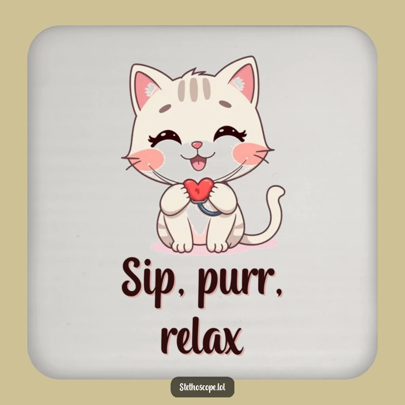 Funny Cat Doctor Coaster: Protect Surfaces with Care and a Perfect Funny Gift