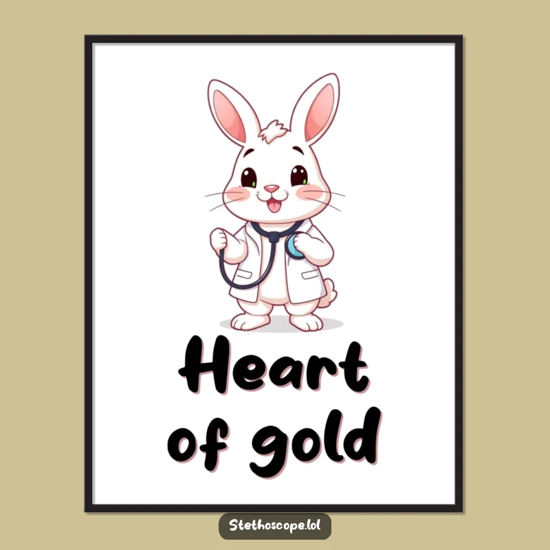 Funny Rabbit Doctor Stethoscope Poster - Wall Art for Healers