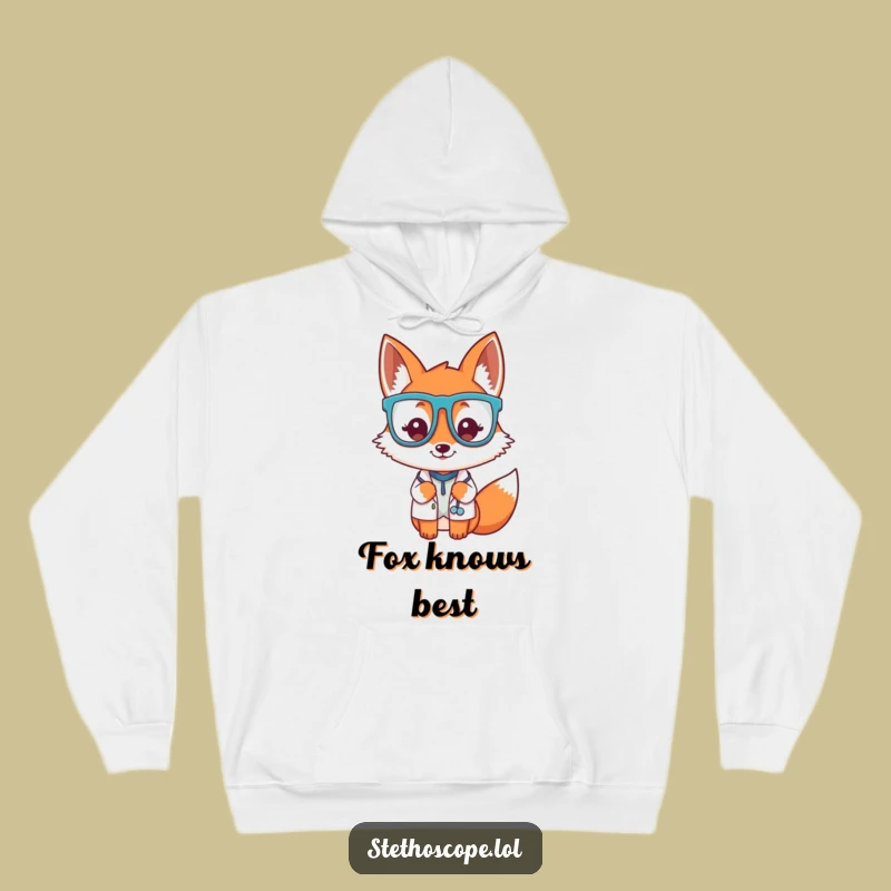 Funny Fox Doctor Glasses Hoodie - Cozy Whimsical Gift