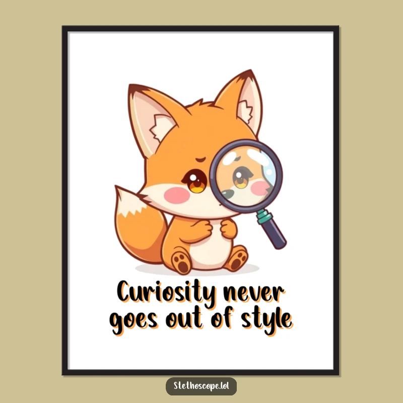 Free Printable Curious Fox Art: Playful Detective Poster for Your Wall