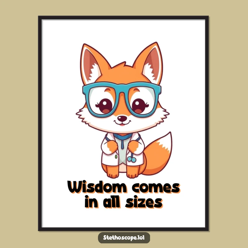 Free Printable Fox Doctor Wall Art: Funny Glasses Decor