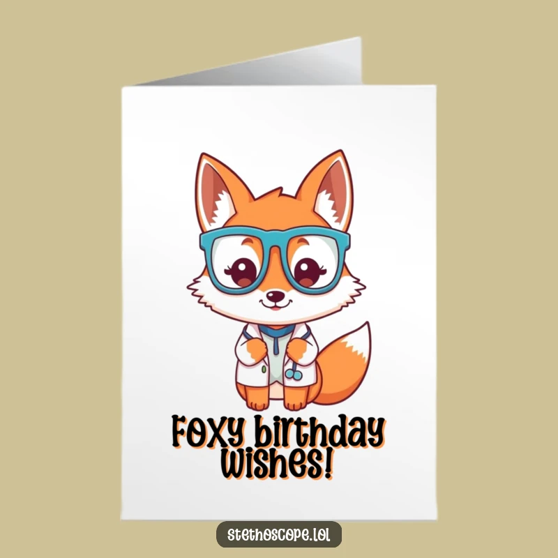 Free Printable Fox Doctor Birthday Card: Funny Glasses Downloadable Gift