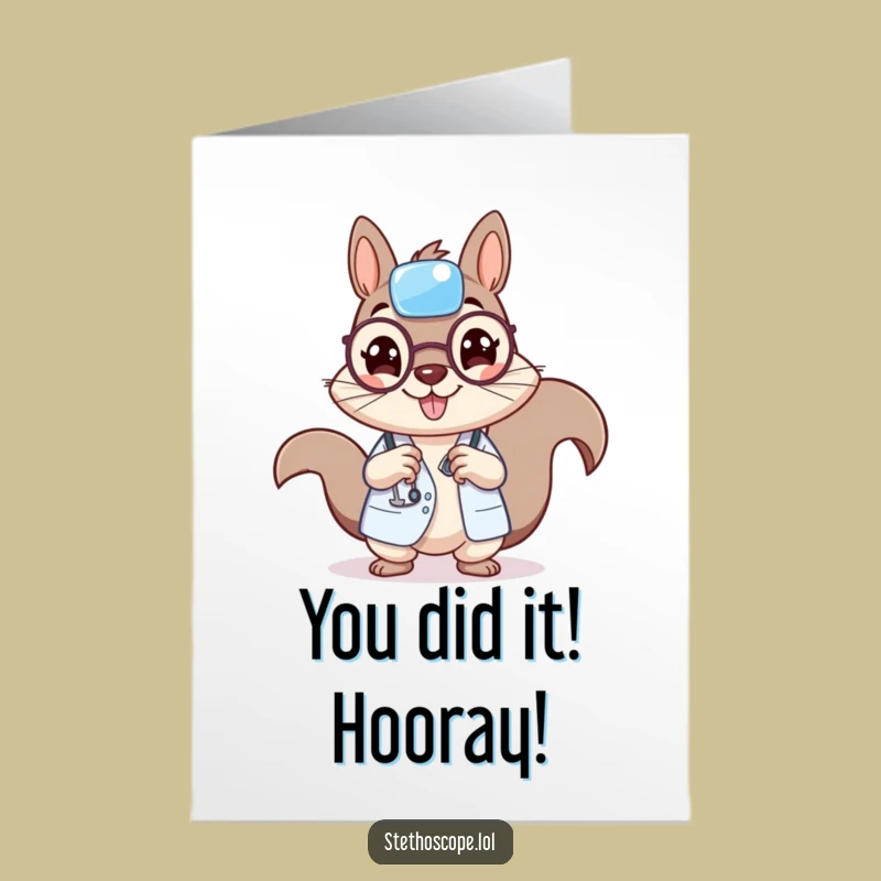 Free Printable Squirrel Doctor Congrats Card - Hilarious Downloadable DIY Gift for Success