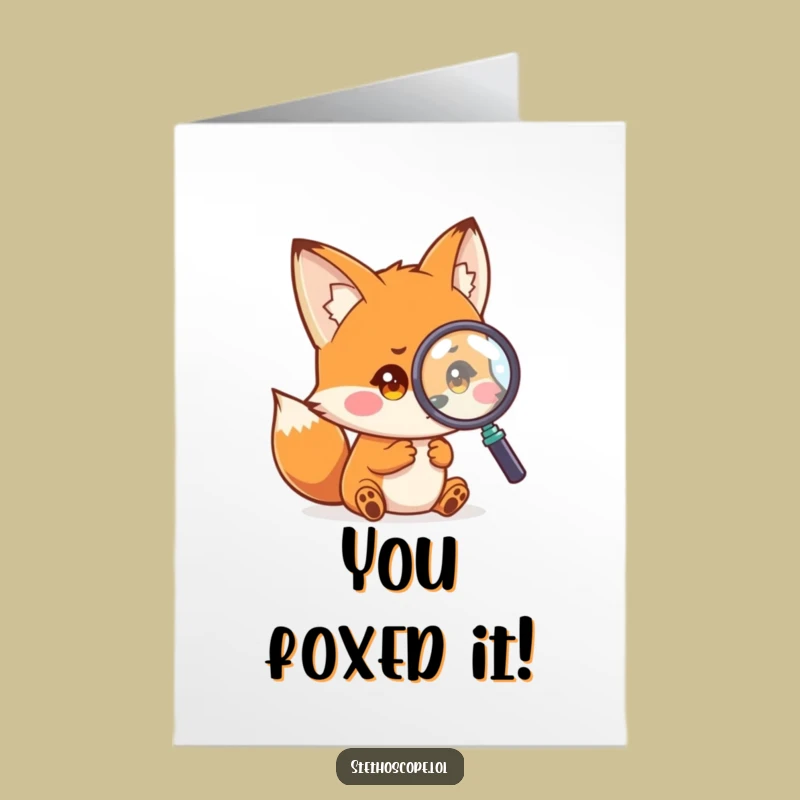 Free Printable Curious Fox Congrats Card: Playful Detective Congratulations Gift