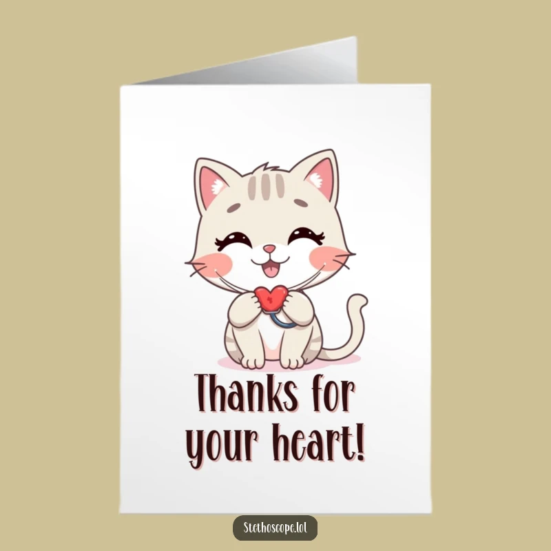 Free Printable Happy Cat Thank You Card: Kitty Appreciation Gift