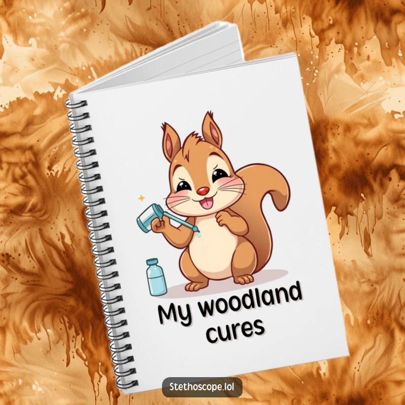 Funny Squirrel Doctor Notebook: A happy squirrel character with pretend medicine, ready to record humorous thoughts and plans.